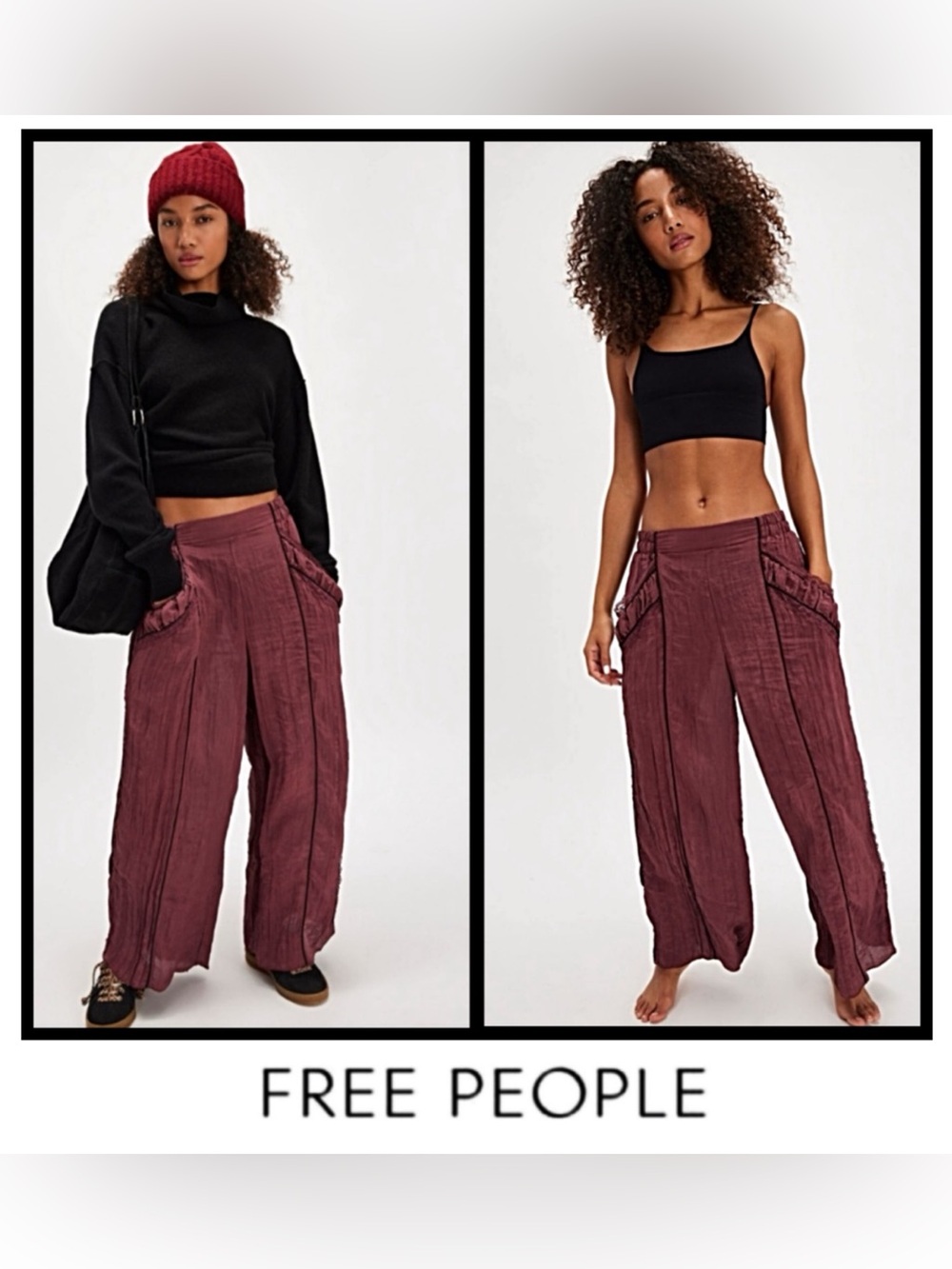 🚩NwT’s-$100 FREE PEOPLE Pretty Please Pants L Soft/Relaxed Pull-On High-Rise - Picture 2 of 10